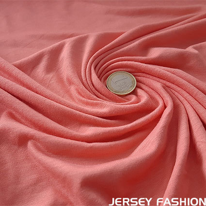 Tissu jersey en bambou rose saumon doux - Toptex