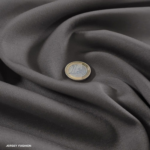 Fine stretch cotton twill fabric middle grey