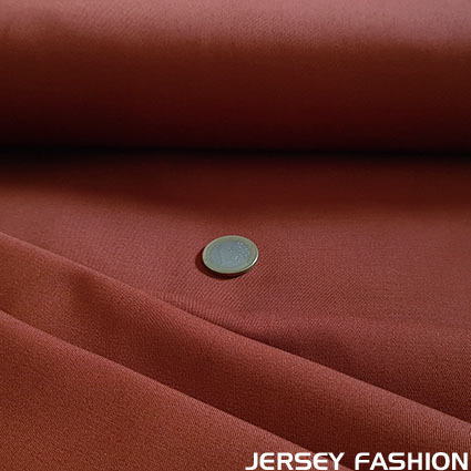 Tissu sergé stretch en coton brun rouille