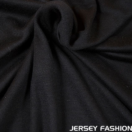 Tissu laine tricoté fine "Maglia" noir - Hilco