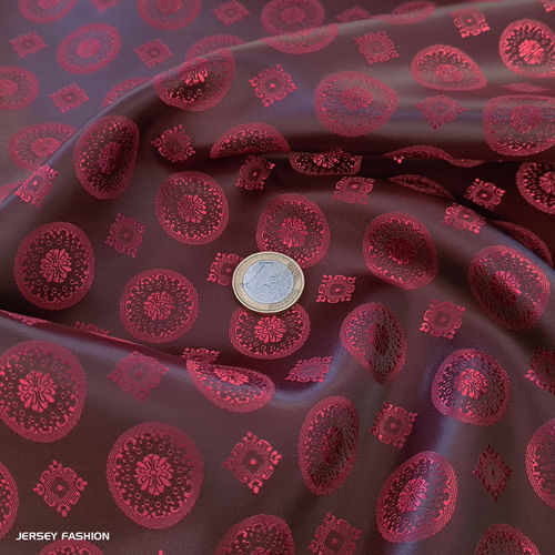 Jacquard lining fabric "Cetona" warm red - bordeaux