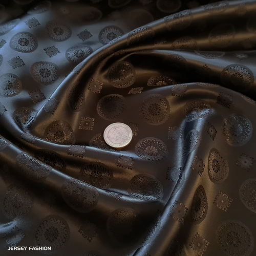 Jacquard lining fabric "Cetona" warm black - antracite grey