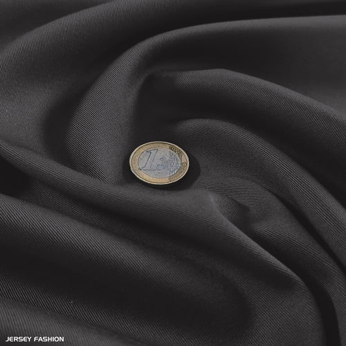 Tissu sergé stretch en coton gris antracite | Coupon 326cm