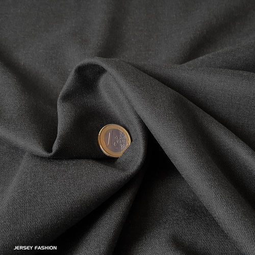 Stretch bamboo gabardine fabric - dark grey melange | Remnant piece 122cm