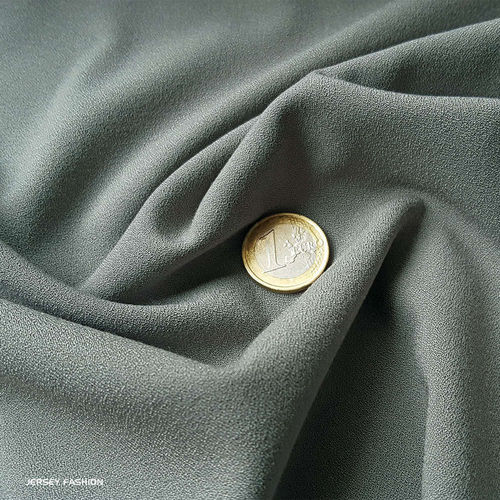 Tissu crêpe stretch fin gris olive - Toptex | Coupon 107cm