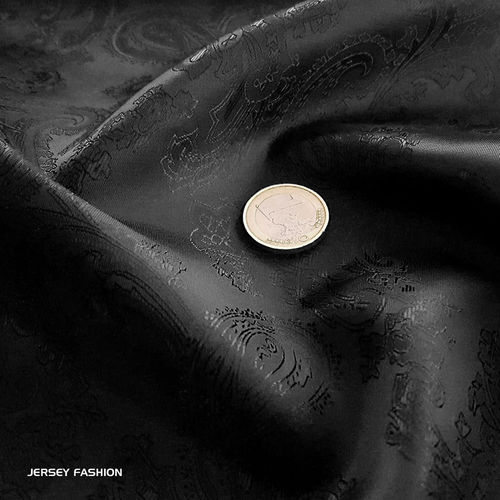 Taffeta jacquard (lining) paisley black - black | Remnant piece 130cm