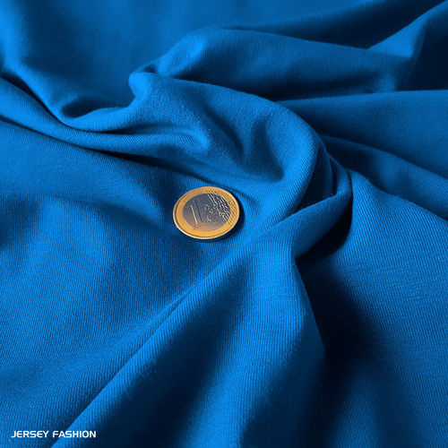 Tissu jersey coton bleu océan - Toptex